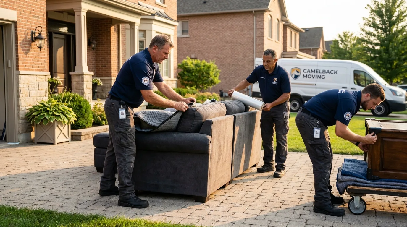 Large estate moving crew wrapping furniture in Tipton, MO